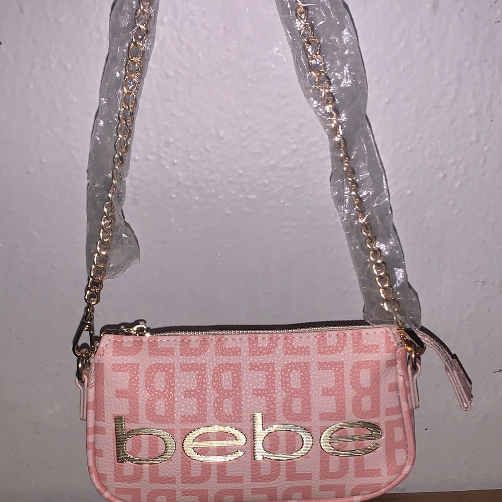 bebe Pink and Gold Crossbody Bag